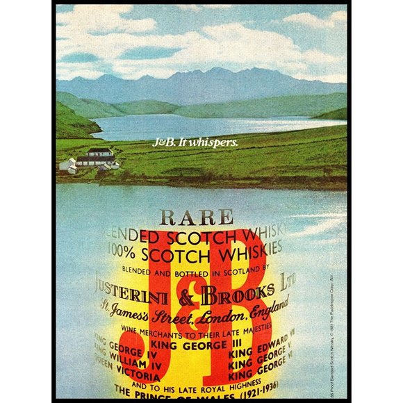 1981 J&B Scotch It Whispers Vintage Print Ad Farmhouse Highlands Landscape Art - Picture 1 of 1